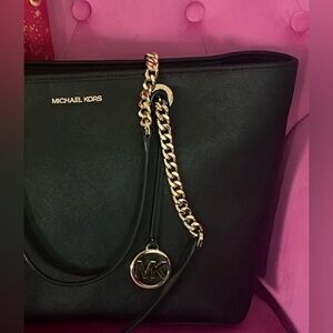 MK Michael Kors Handbag Black with Chain Shoulder Strap​